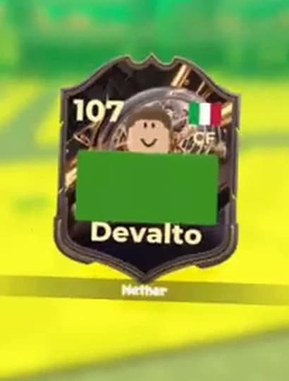 Gameplay frame showing a 107-rated Nether Devalto card