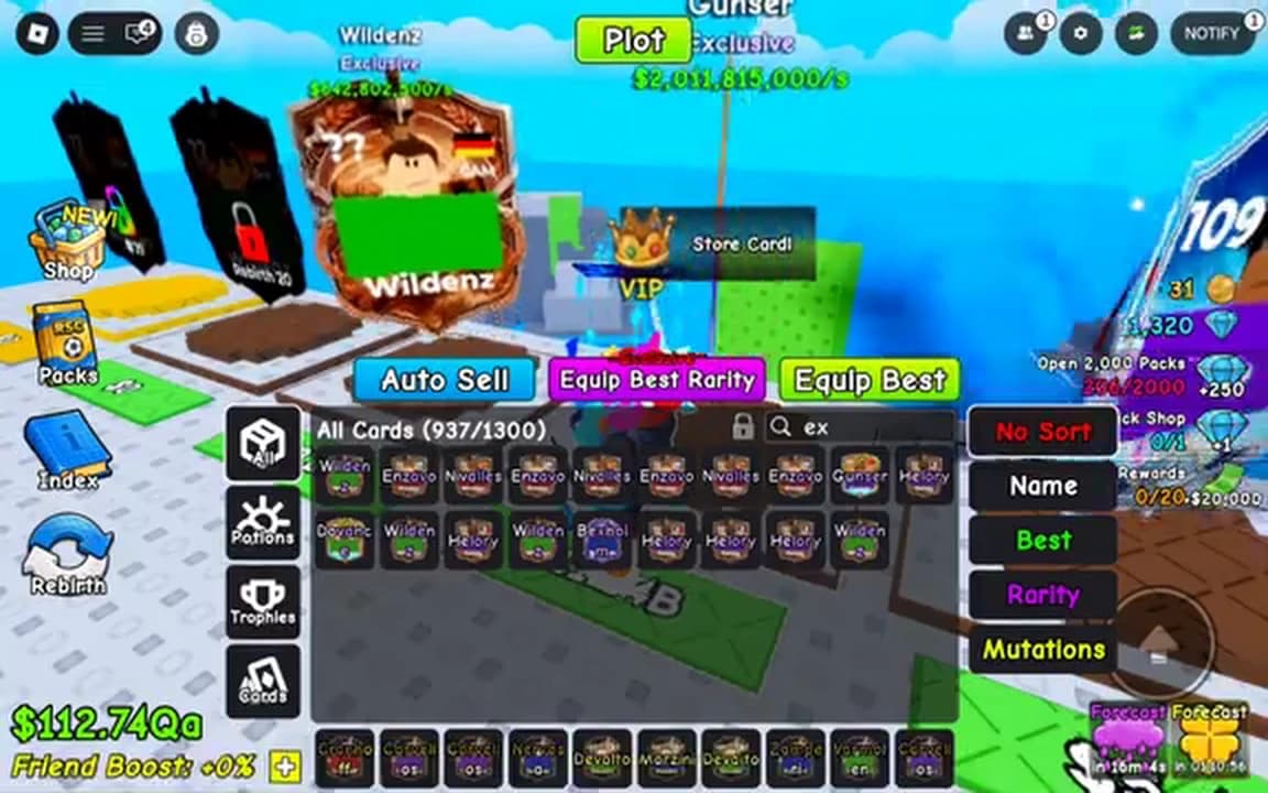 In-game card inventory showing current card labels