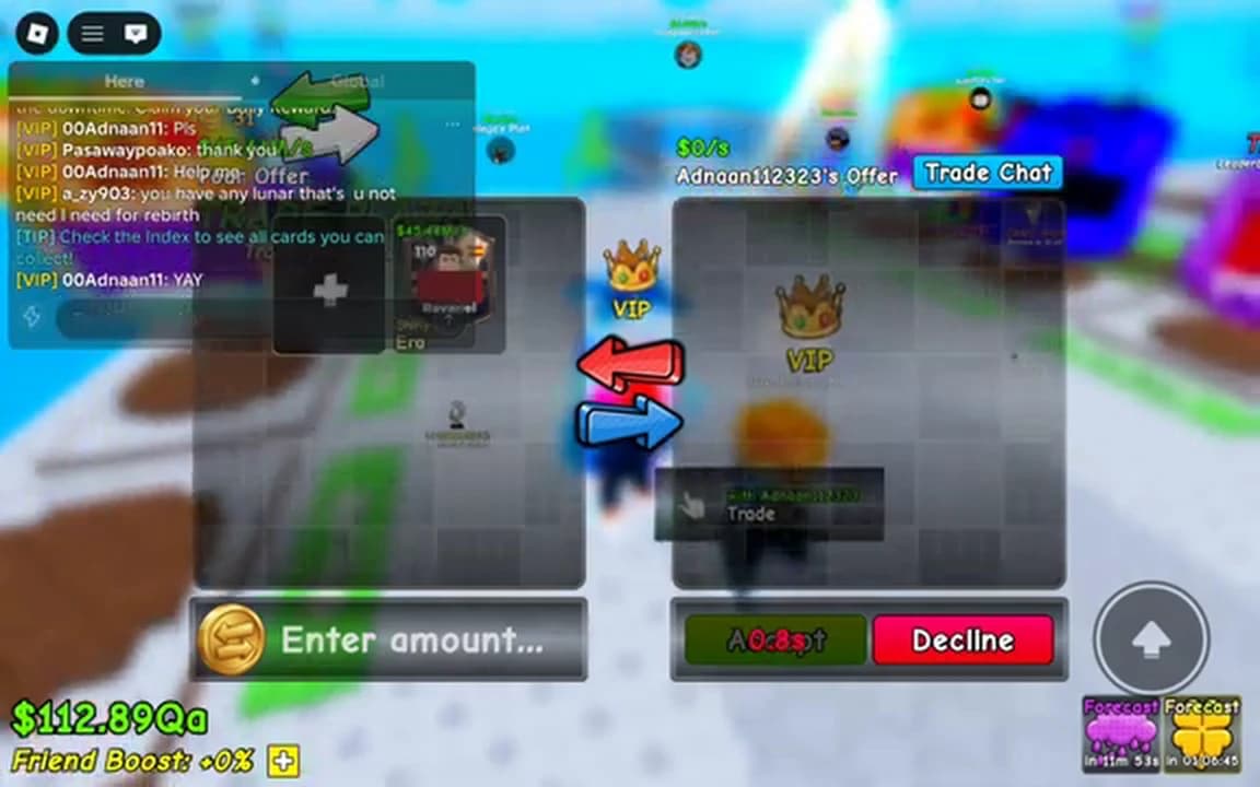 Current gameplay frame showing the in-game trade offer interface