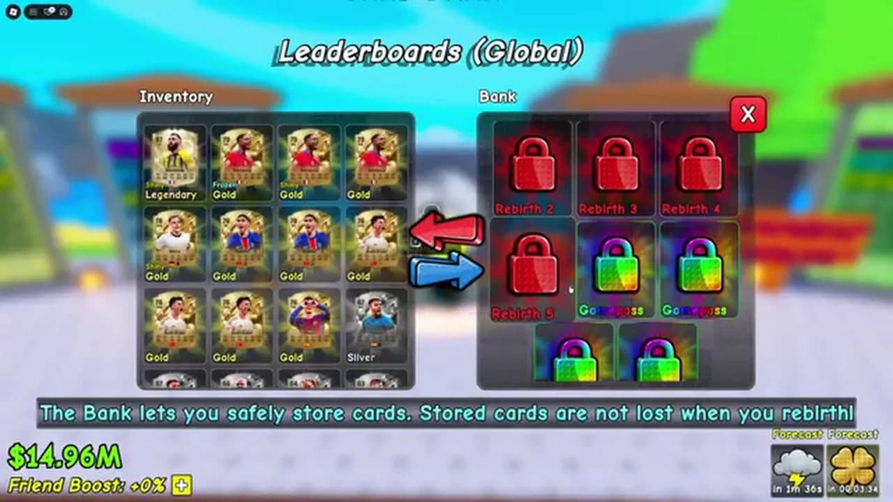 Card Bank panel used to protect keepers before a rebirth