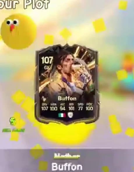 July gameplay pull showing a 107 GK Buffon card