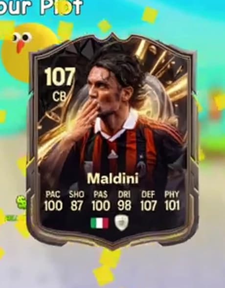 July gameplay pull showing a 107 CB Maldini card