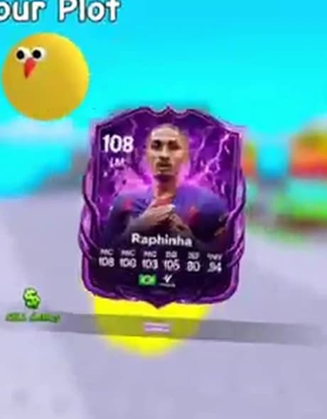 July gameplay pull showing a 108 RW Raphinha card