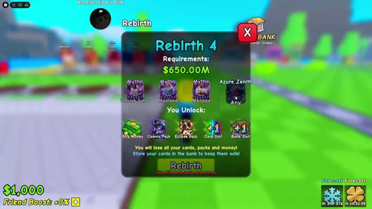 Rebirth 4 Version Comparison panel in Spin a Soccer Card